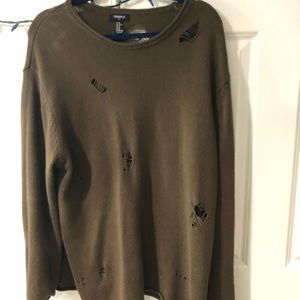 Distressed Oversized Crewneck Sweater